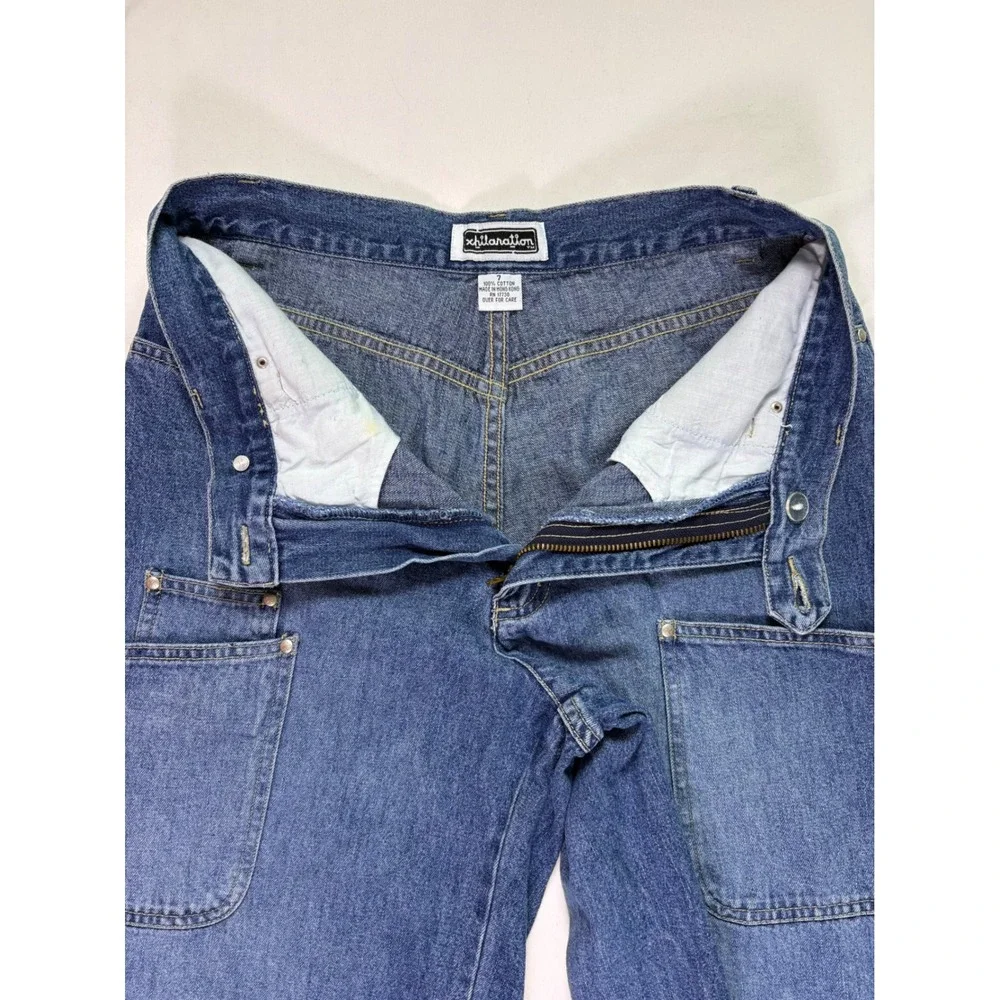 Vintage Y2K Xhilaration Carpenter Jeans Women Size 7 Wide Leg Utility Cargo